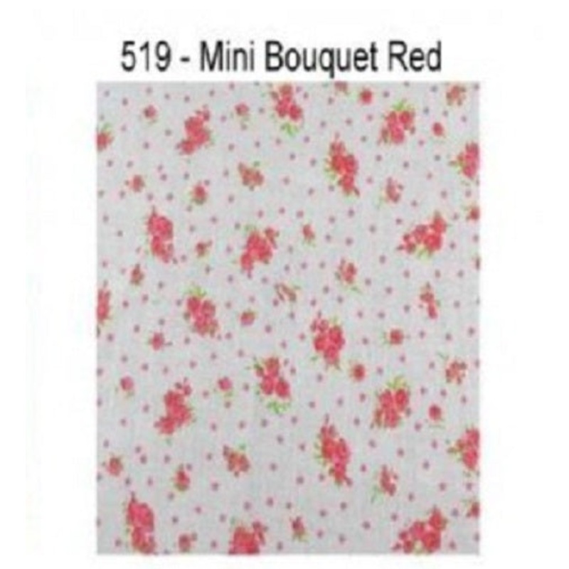 1M Polycotton Mini Bouquet Floral Fabric – 110cm Width – Red