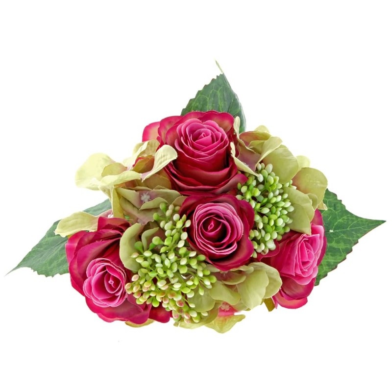 Rose & Hydrangea Bunch – Cerise & Green Mix RH0119