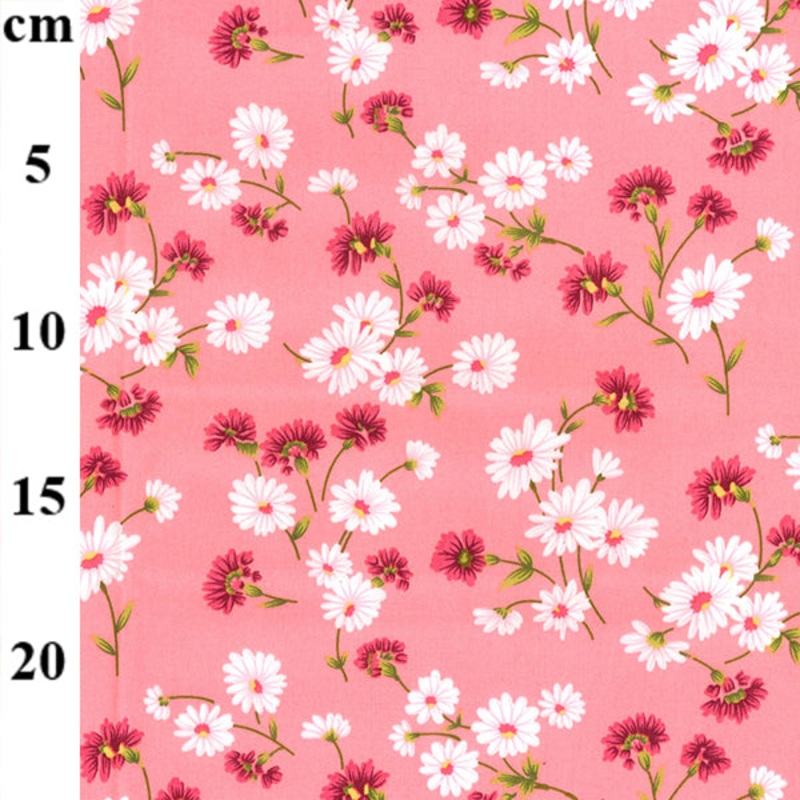 1 Metre Aster Daisy on Pink Background Fabric Width: 112cm (44 inches) T106