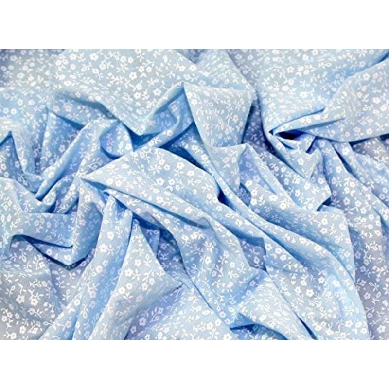 1 Metre Tiny Floral Polycotton x 110cm Width – Blue