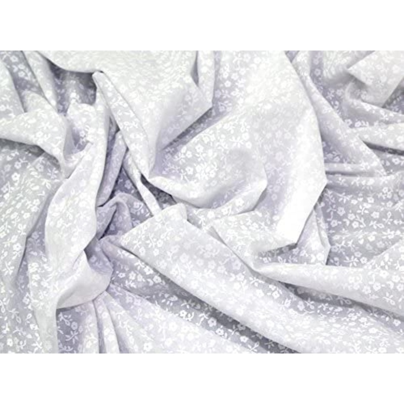 1 Metre Tiny Floral Polycotton x 110cm Width – White