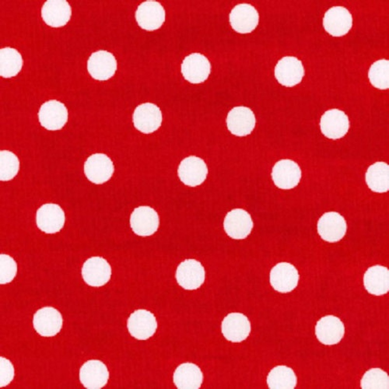 100% Cotton Poplin Fabric Red – 7mm Polka Dot – 112cm wide – 1 Metre – code r78