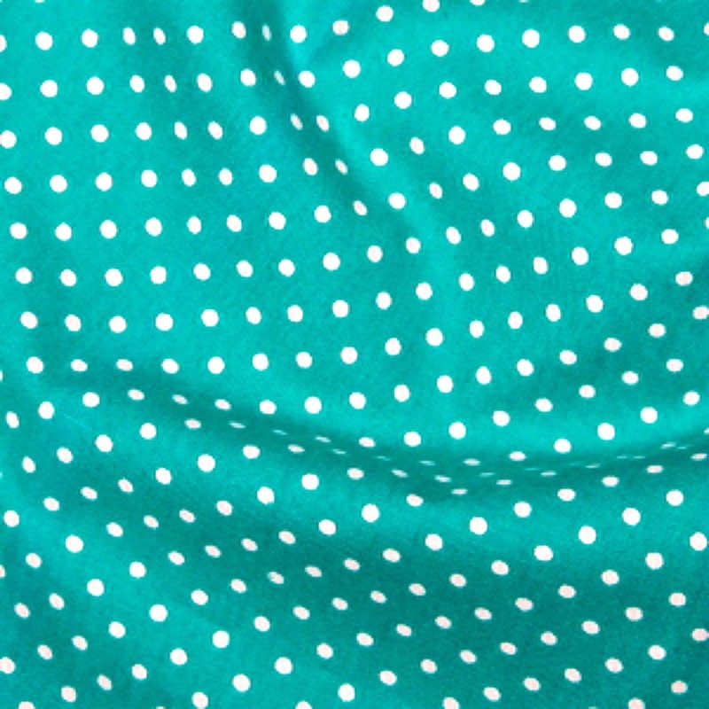 100% Cotton Poplin Fabric Turquoise – 7mm Polka Dot – 112cm wide – 1 Metre – till code m78