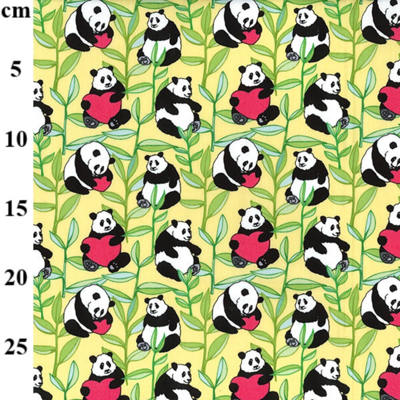 100% Cotton Poplin Panda Love Fabric x 110cm/44  T173