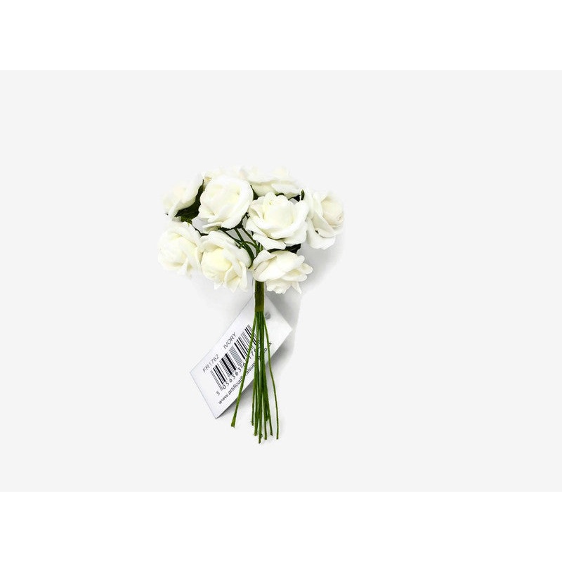 12 Miniature Foam Roses – Ivory