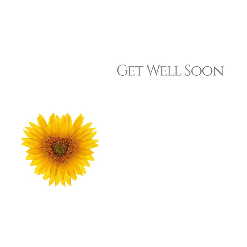 50 Florist Cards – Get Well Soon Sunflower Heart Shape
