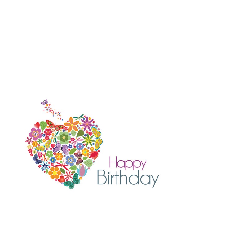 50 Florist Cards – Happy Birthday – Butterfly & Flower Heart