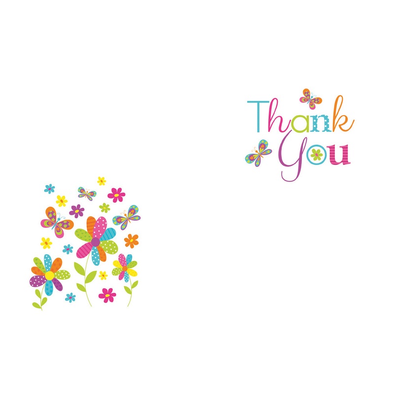 50 Florist Cards -Thank You – Funky Flowers & Butterflies