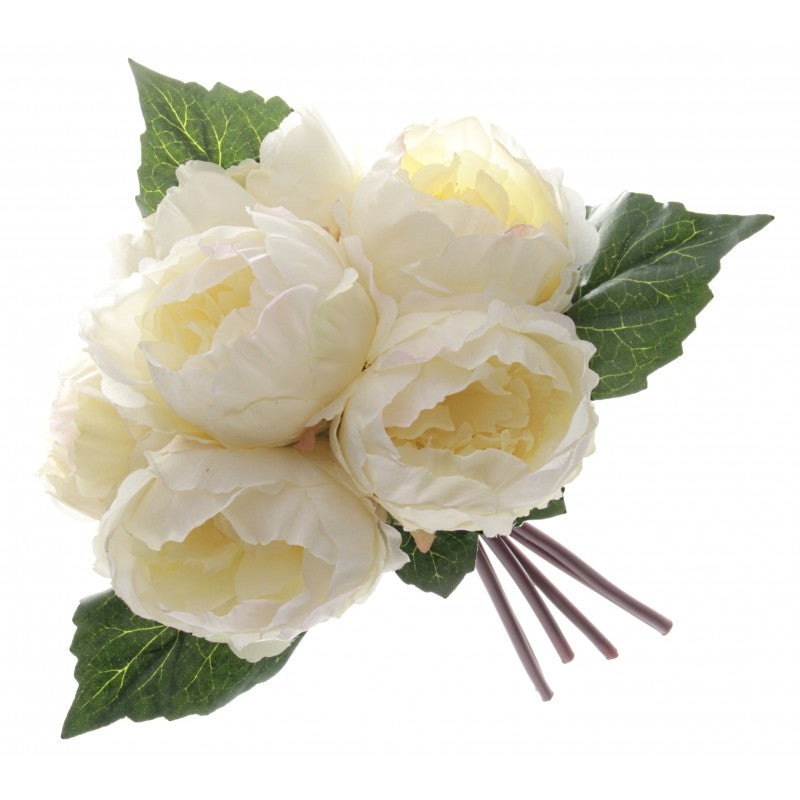 6 Head Peony Bush x 30cm – Cream PE0611