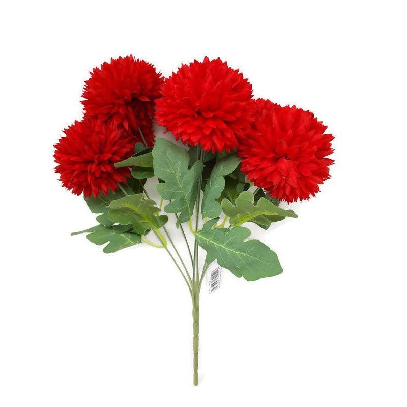 7 Head Spiky Chrysanthemum Bush x 32cm – Red