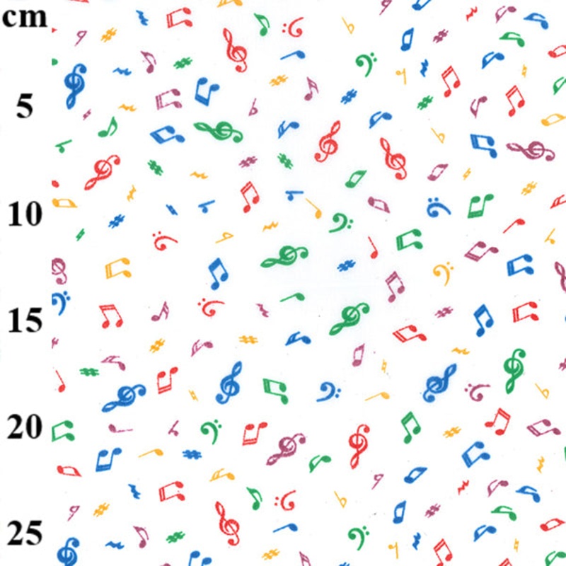 Assorted Colour Musical Notes 1 Metre  Polycotton Fabric x 112cm T207