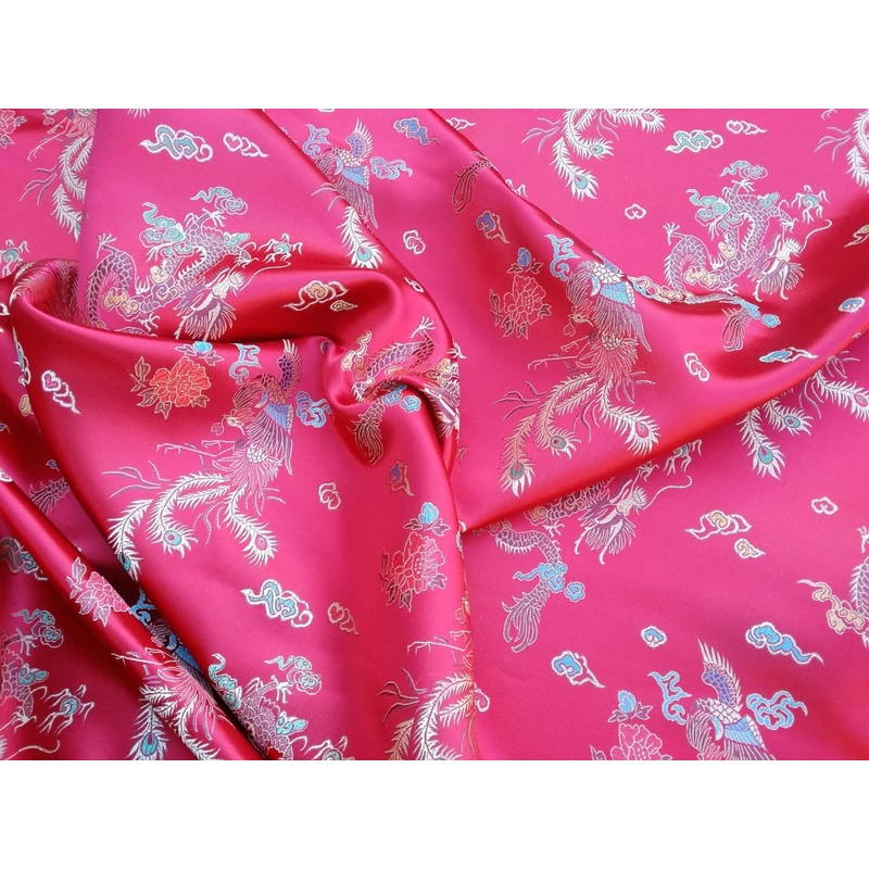 Chinese Dragon Brocade – Red – Fabric 36 Width / 91.5cm, 1 Metre T148