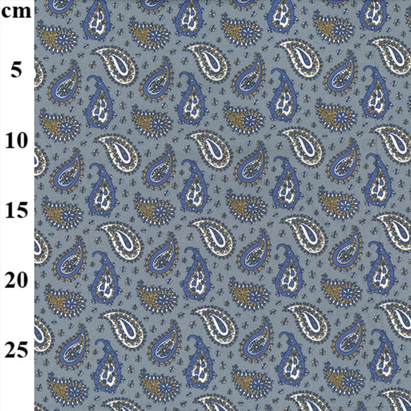 Grey Paisley 1 Metre 100 % Cotton Poplin Fabric Width: 110cm (44 inches)