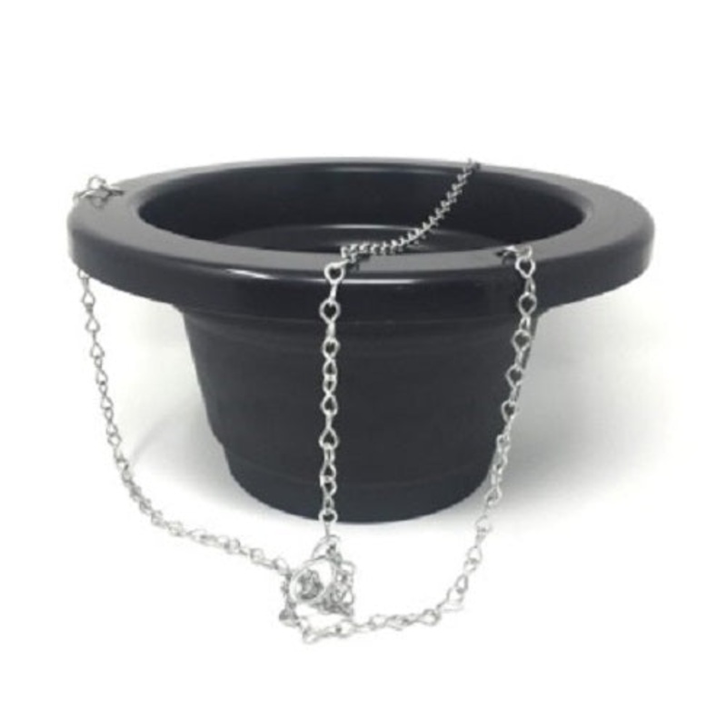 Plastic Hanging Basket With Metal Chains – Black