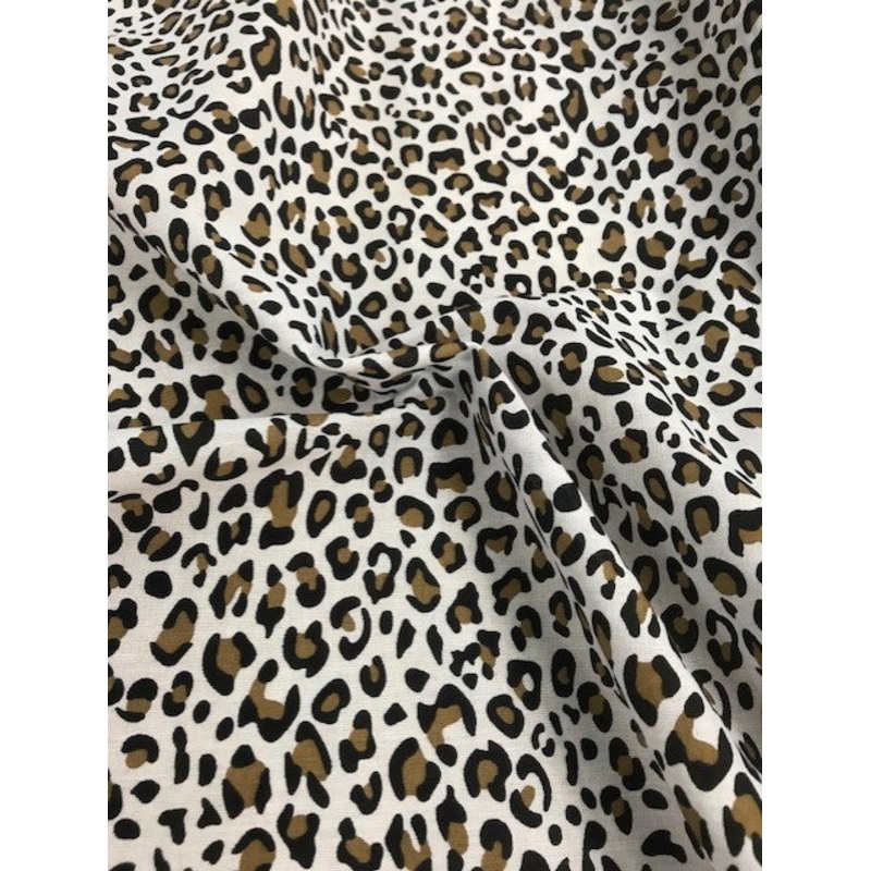 Snow Leopard Polycotton Animal Print Fabric – Width 44 / 112cm- 1 Metre