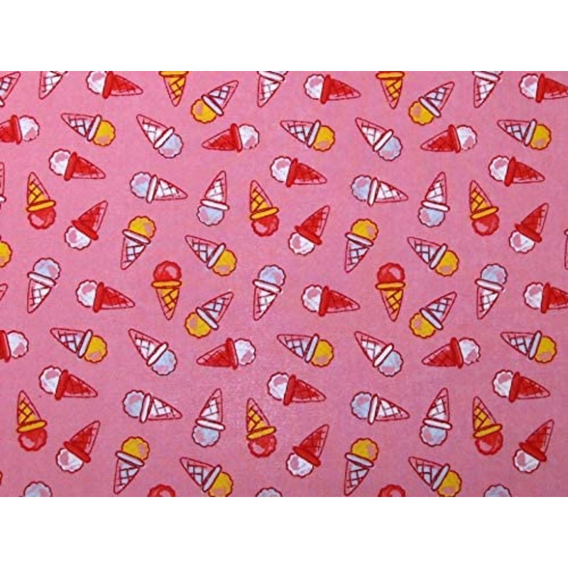1 Metre Polycotton Ice Creams on Pink Background Summer 45 Width T203