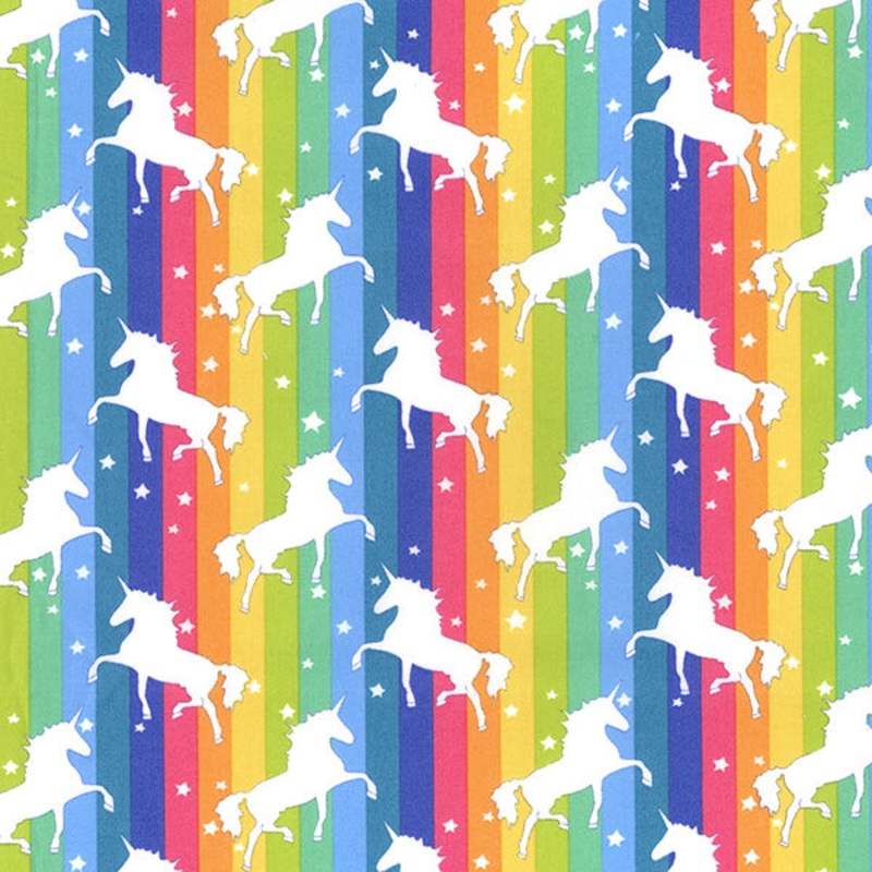 100% Cotton Poplin Bright Unicorns – Rainbow Colour Fabric x 112cm / 44 B745 \ T129