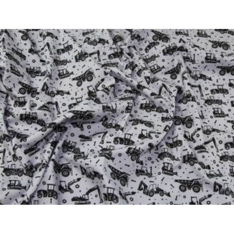 100% Cotton Tractor Trucks on Ivory Background Fabric 110cm Width T174