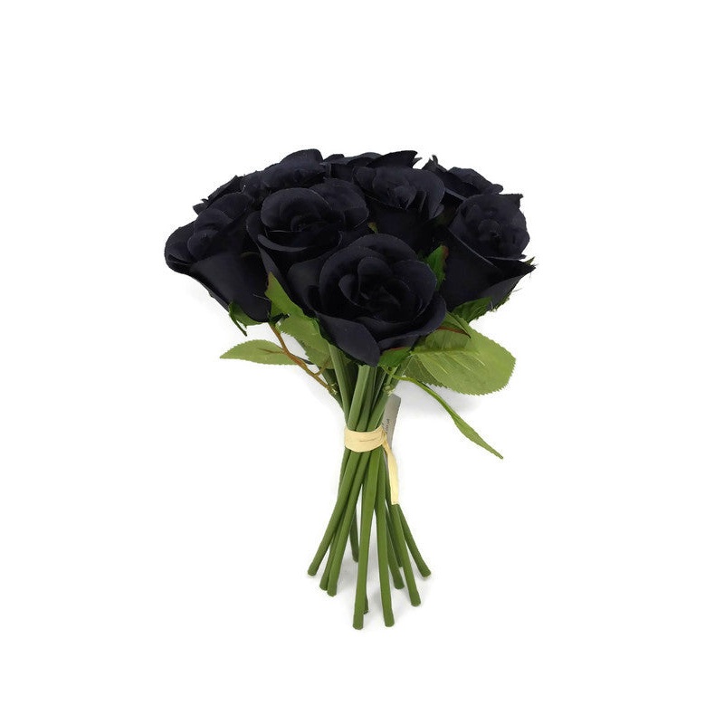 12 Head Rosebud Bundle x 25cm – Black