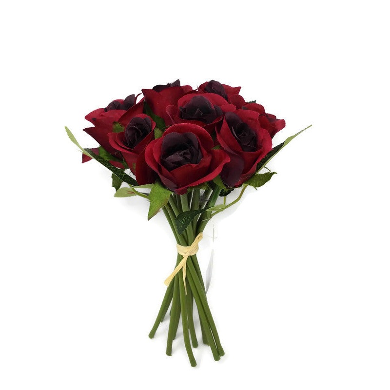 12 Head Rosebud Bundle x 25cm – Burgundy