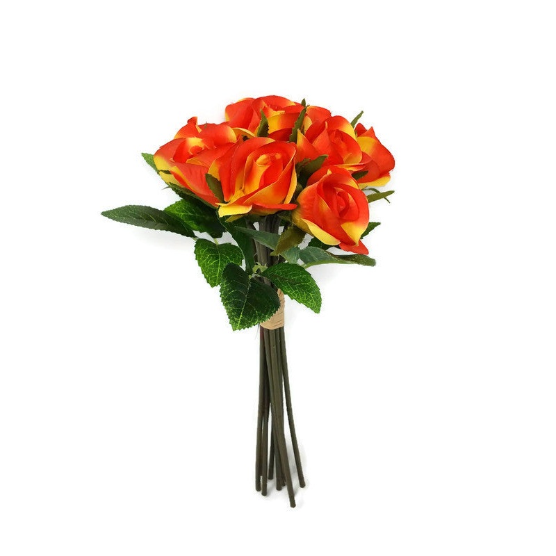12 Stem Rose Bud Bundle x 28cm – Orange