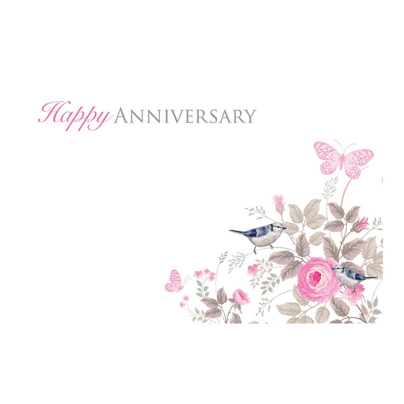 50 Florist – Happy Anniversary – Vintage Rose & Butterflies