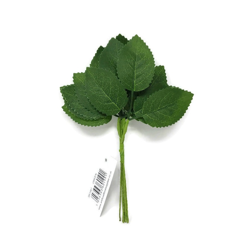 6 Wired Stem Rose Leaf Bundle x 18cm Height