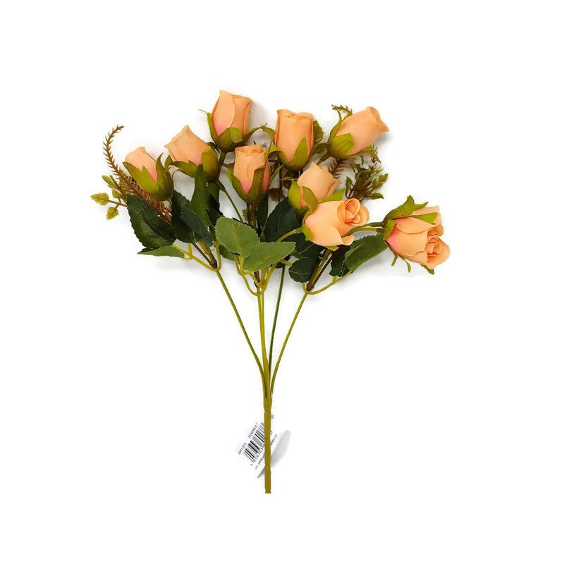 Mini Rose Bud Bush & Mixed Foliage – Peach