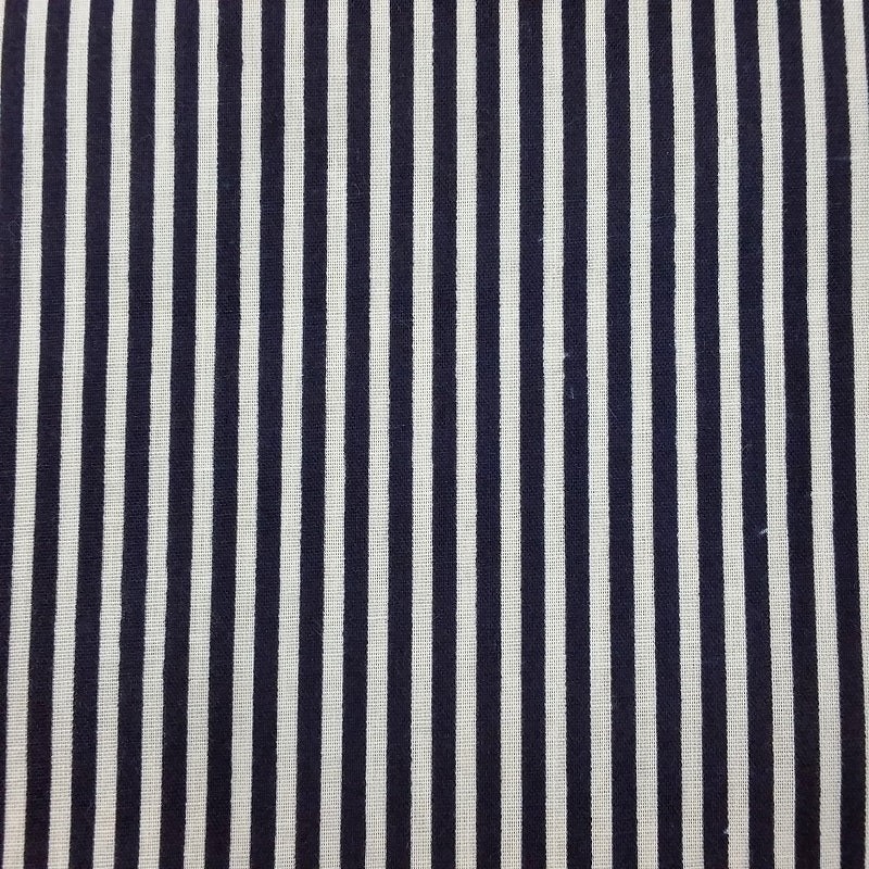 Navy Blue Candy Stripe Polycotton Fabric x 112cm / 44  Width