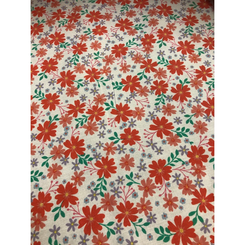 Polycotton Orange Flowers Fabric – 45 Width – 1 Metre EP24