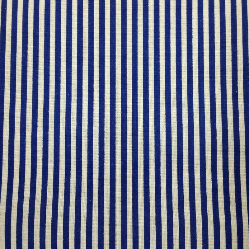 Royal Blue Candy Stripe Polycotton Fabric x 112cm / 44 – Width