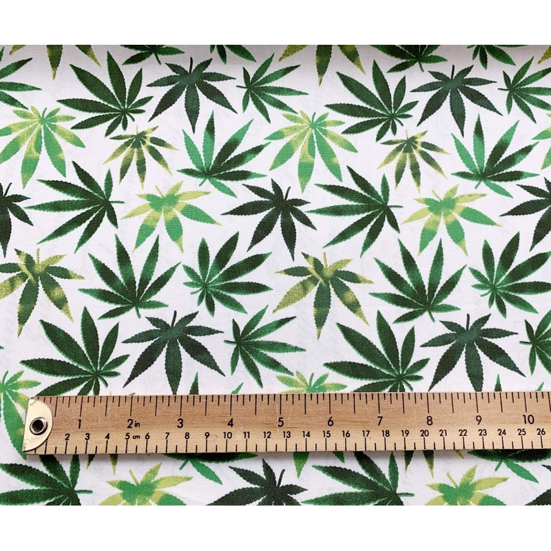 1 Metre 100 % Cotton Poplin Green Weed Gangja Mariguana Width: 110cm (45 inches) stock location b3