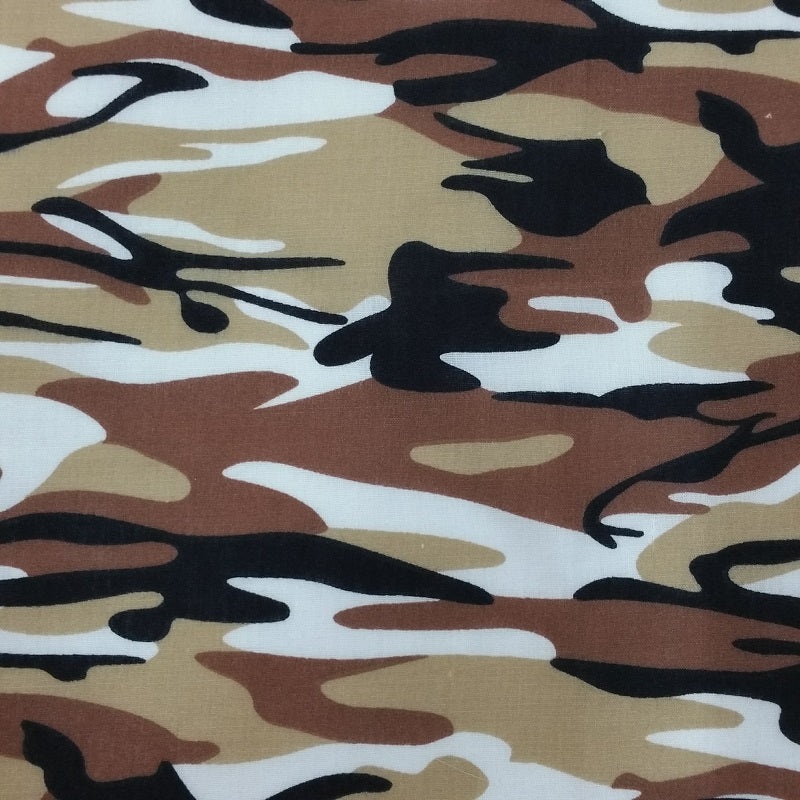 1 Metre Polycotton Beige Camouflage Print Fabric x 112cm / 44 – C411