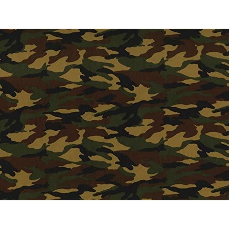 1M 100% Cotton Poplin Woodland Camouflage Fabric x 112cm / 44