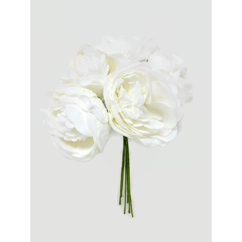 6 Stem Foam Peony Bunch x 24cm – White