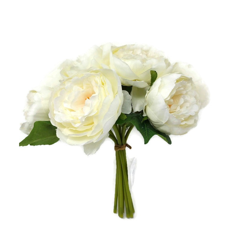 9 Head Peony Posy – Ivory