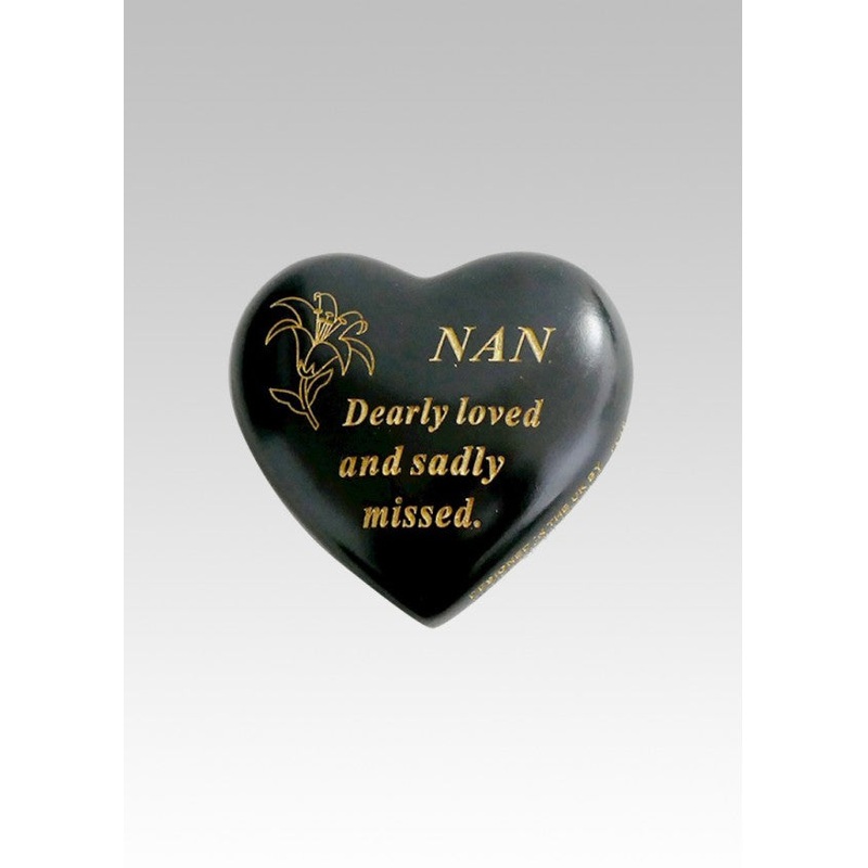 Black & Gold Lily Heart Stone – Nan