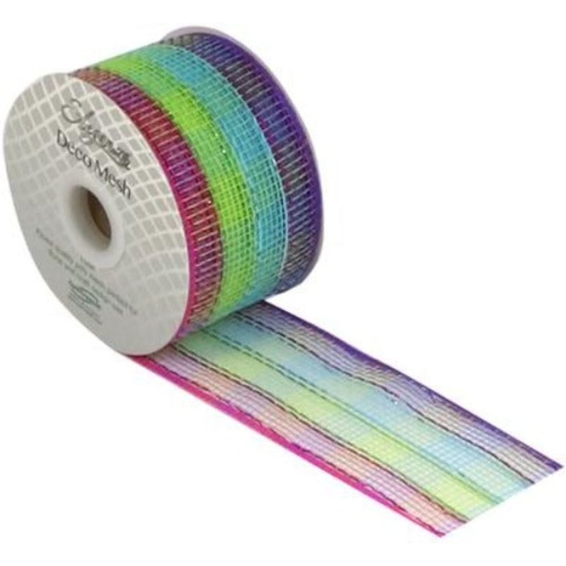 Deco Mesh Colourful Check 63mm x 10m
