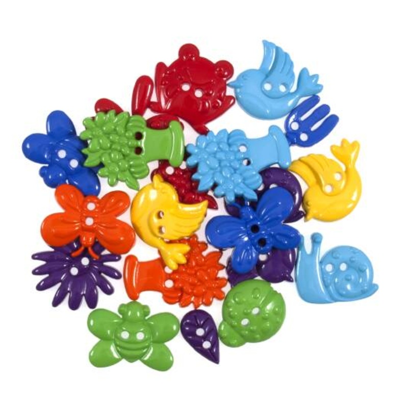 Novelty Craft Buttons 20g Pack – Rainbow Garden