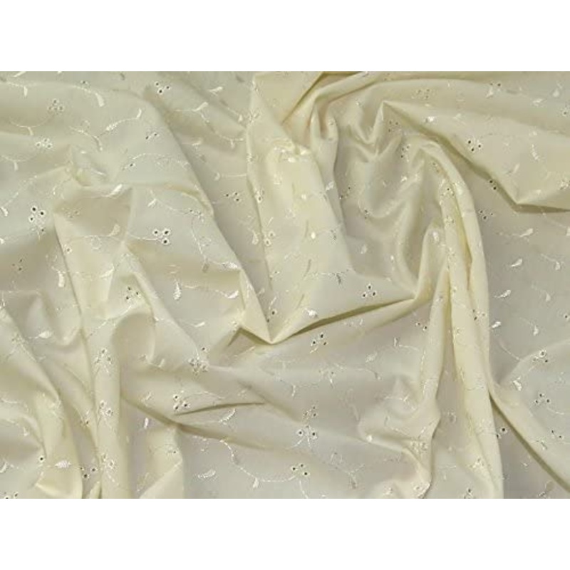 1 metre Cream Broderie Anglais x 112cm – 3 Hole