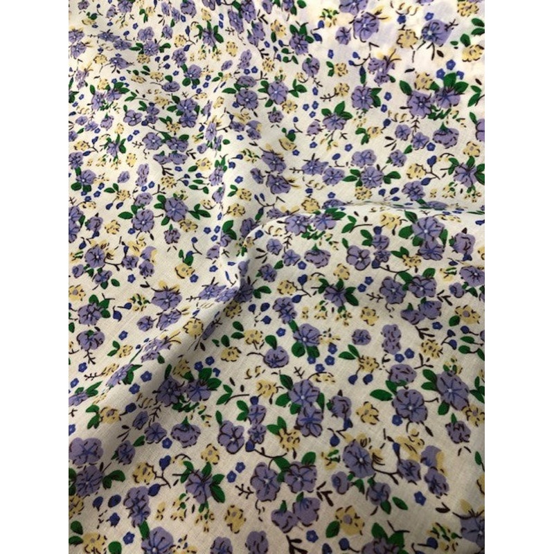 1 Metre  Lilac Polycotton Buttercup & Forget Me Not Fabric x 112cm / 44 – Ep581