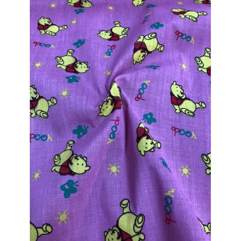 1 metre Polycotton Winnie the Pooh Fabric x 112cm / 44 – Pink