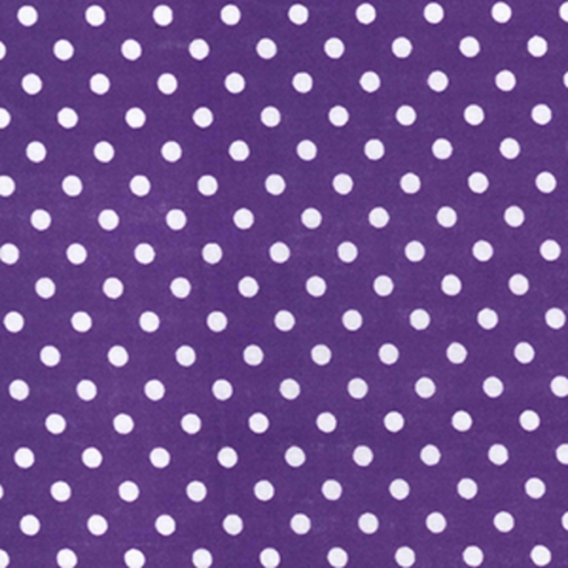 1 Metre Purple & White 4mm Polka Dot Polycotton Fabric