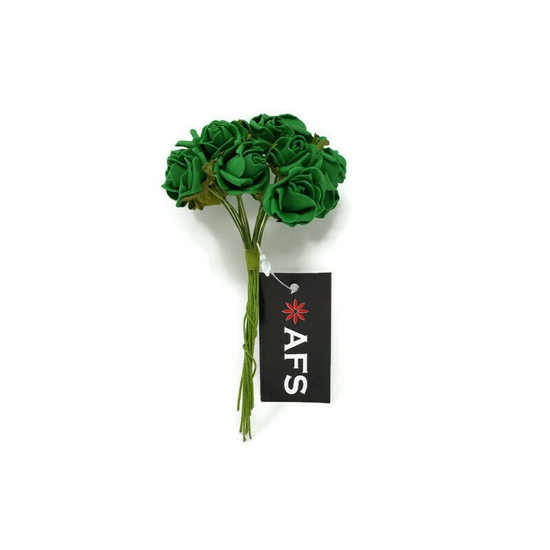 12 Miniature Foam Roses – Emerald