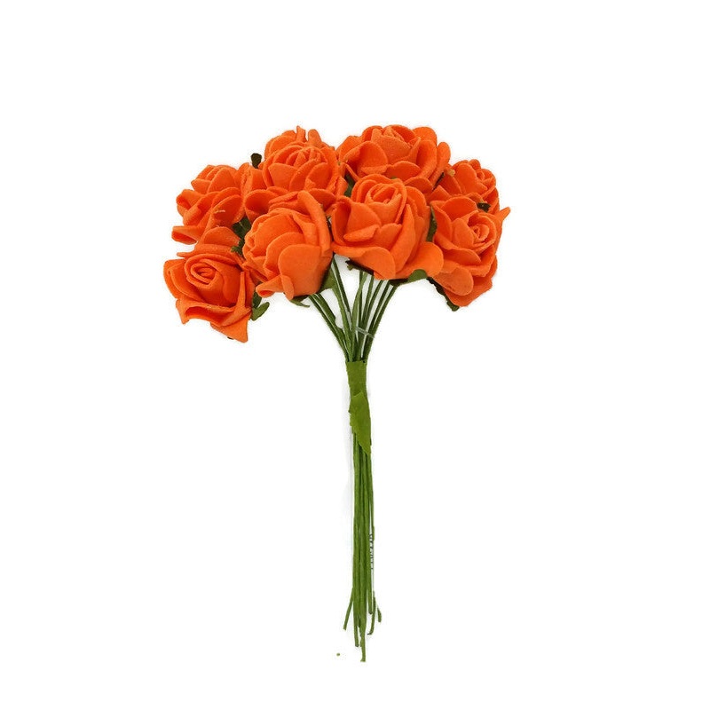 12 Miniature Foam Roses – Orange