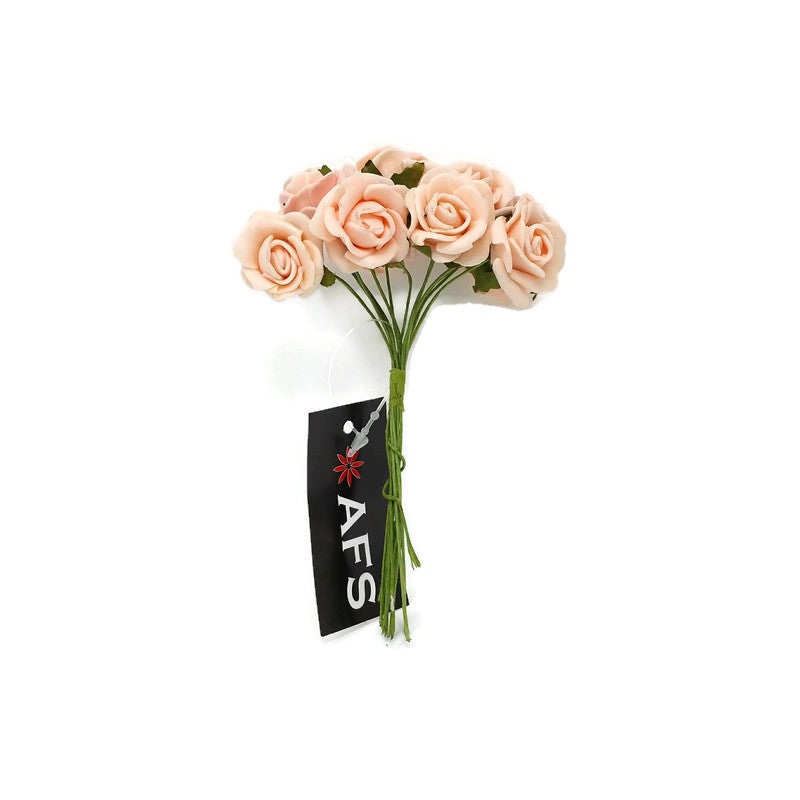 12 Miniature Foam Roses – Peach