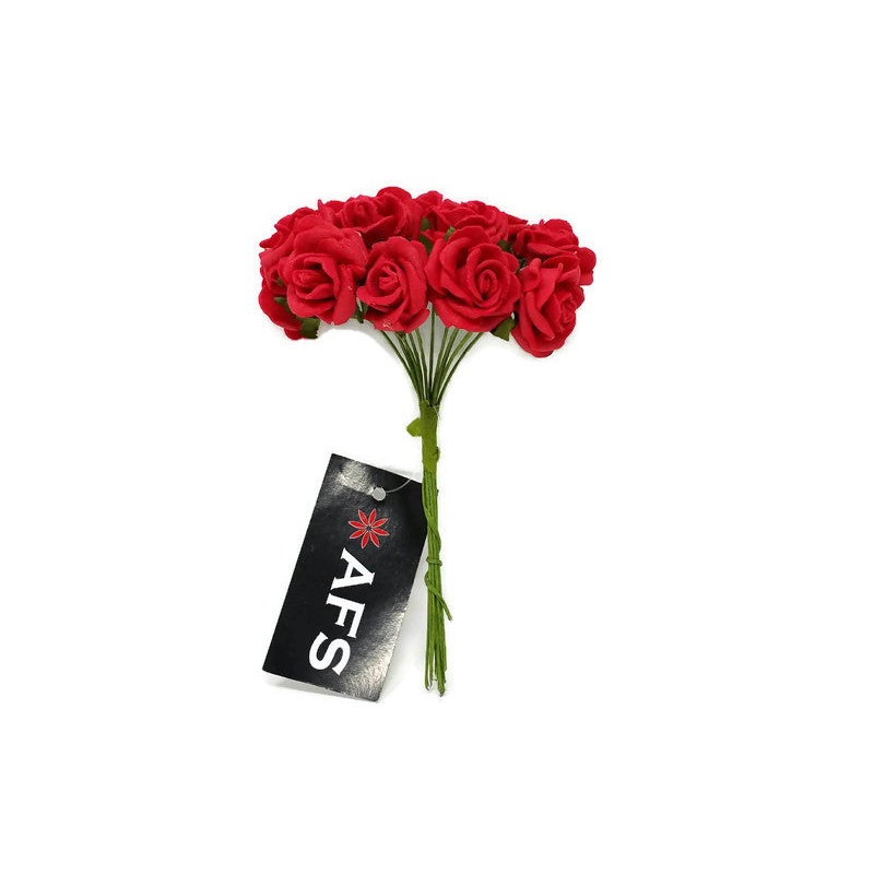 12 Miniature Foam Roses – Red