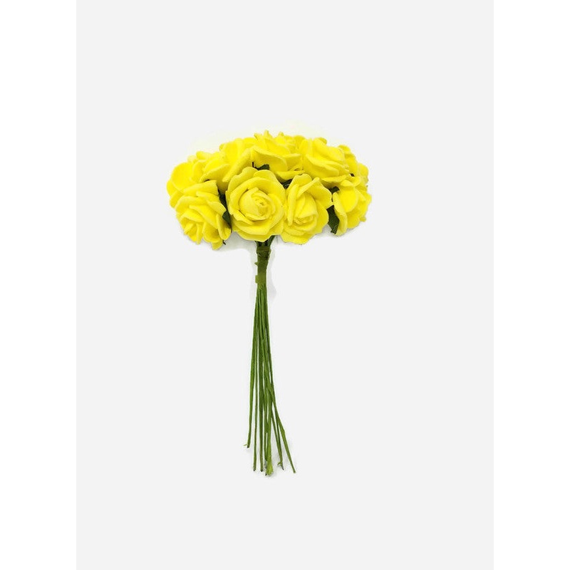 12 Miniature Foam Roses – Yellow