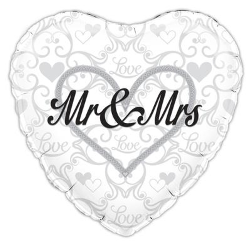 18 Foil Heart  Balloon Mr & Mrs