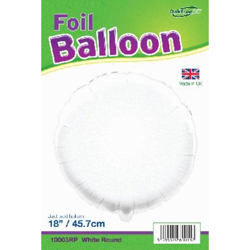 18 Foil Round Balloon – White